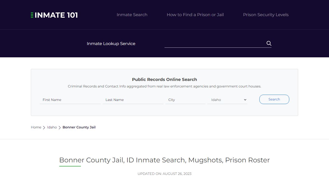 Bonner County Jail, ID Inmate Search, Mugshots, Prison Roster